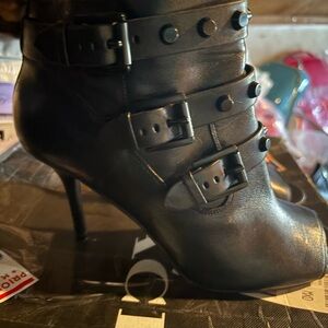 Michael Kors Black Buckle Heeled Boots
